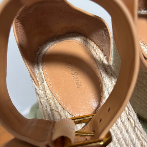 & Other Stories Beige Tan Leather Open Toe Platform Wedge Espadrille Sandals - Picture 7 of 13
